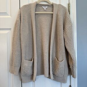 Cozy Open-Front Beige Cardigan Sweater